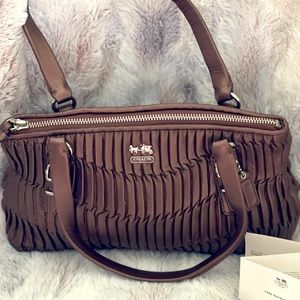 Small Pleated Copper Leather Coach Bag